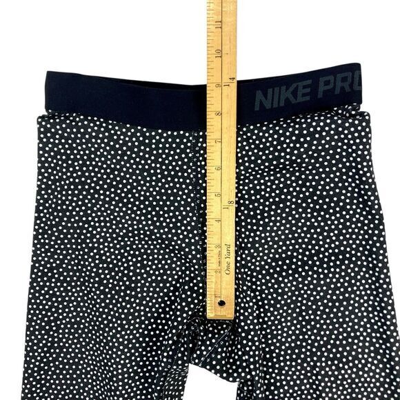 Nike Pro Dri-Fit Hyperwarm Leggings Black White Compression Workout Gym Pull On - Picture 12 of 16